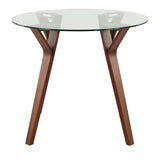 Folia - Mid-Century Modern Round Dinette Table - Walnut / Clear - Furniture Home Direct