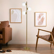 Brilliance - Modern Floor Lamp, Opal Shades And Round Base - Clear / Gold - Furniture Home Direct