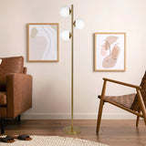 Brilliance - Modern Floor Lamp, Opal Shades And Round Base - Clear / Gold - Furniture Home Direct