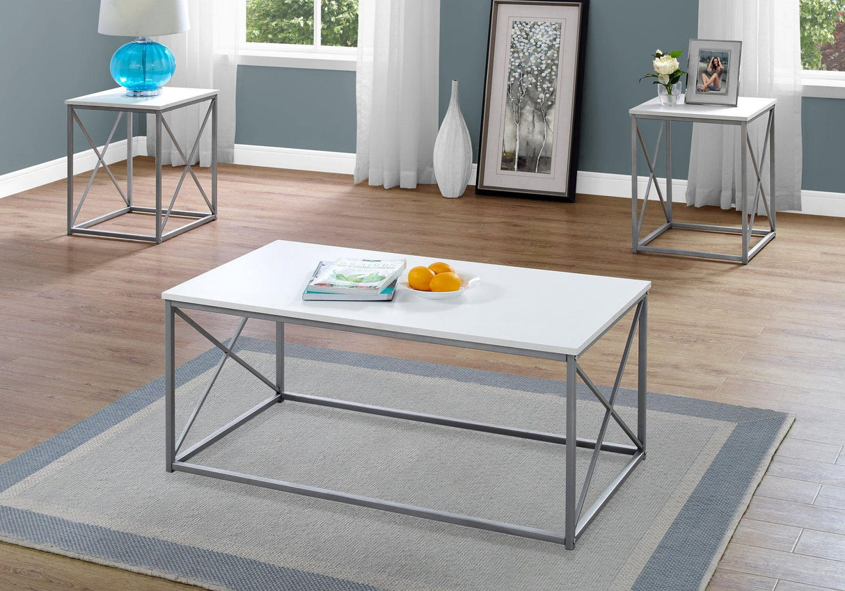 Table Set, Coffee, End, Side, Accent, Living Room, Contemporary, Modern (Set of 3) - White - Furniture Home Direct