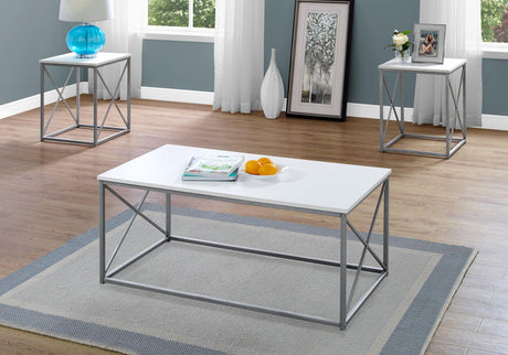 Table Set, Coffee, End, Side, Accent, Living Room, Contemporary, Modern (Set of 3) - White - Furniture Home Direct
