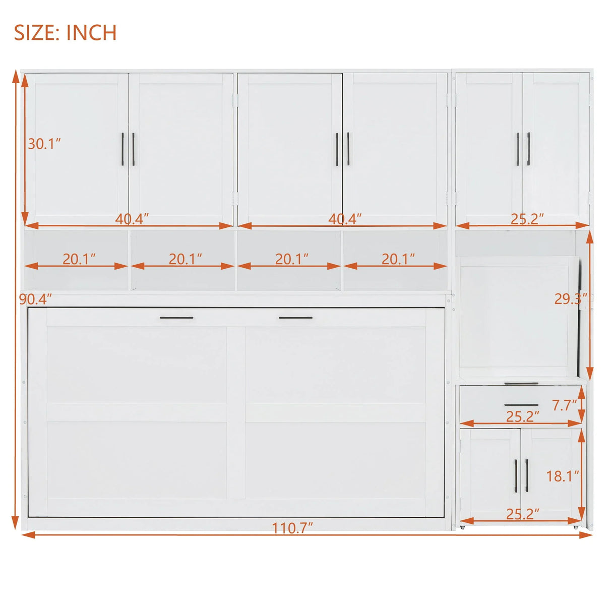 Murphy Wall Bed With Closet, Drawers & Desk - Furniture Home Direct