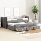 Upholstered Daybed With Trundle And Drawers - Furniture Home Direct