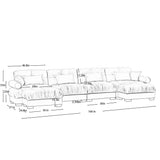 Modern Sectional Sofa With Ottoman, Round Bolster Armrests, Waist And Throw Pillows - Furniture Home Direct