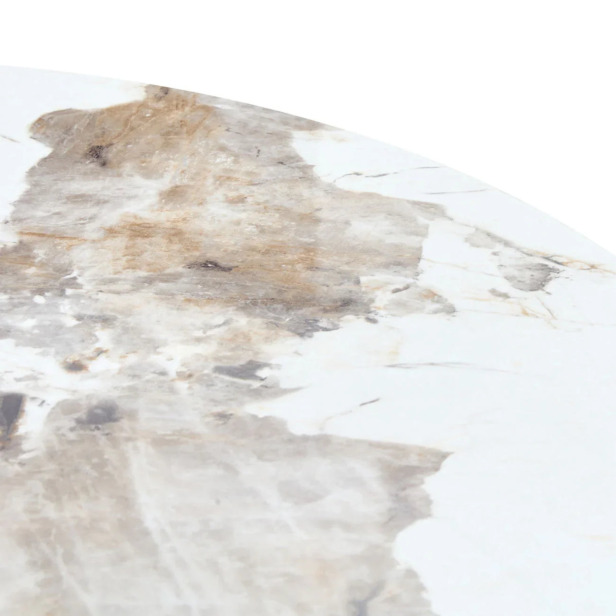 Marble Grained Stone Round Table Three - Legged Round Table With Stainless Steel Plated Legs Natural Healthy And Environmentally Friendly Round Table - Furniture Home Direct