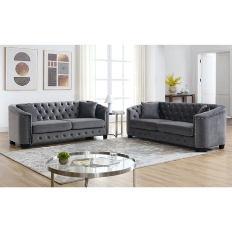 Living Room Set with 2 Sofas - Velvet Grey - Furniture Home Direct