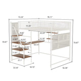 Metal Loft Bed With Built - In Charging Station And LED Light - Furniture Home Direct