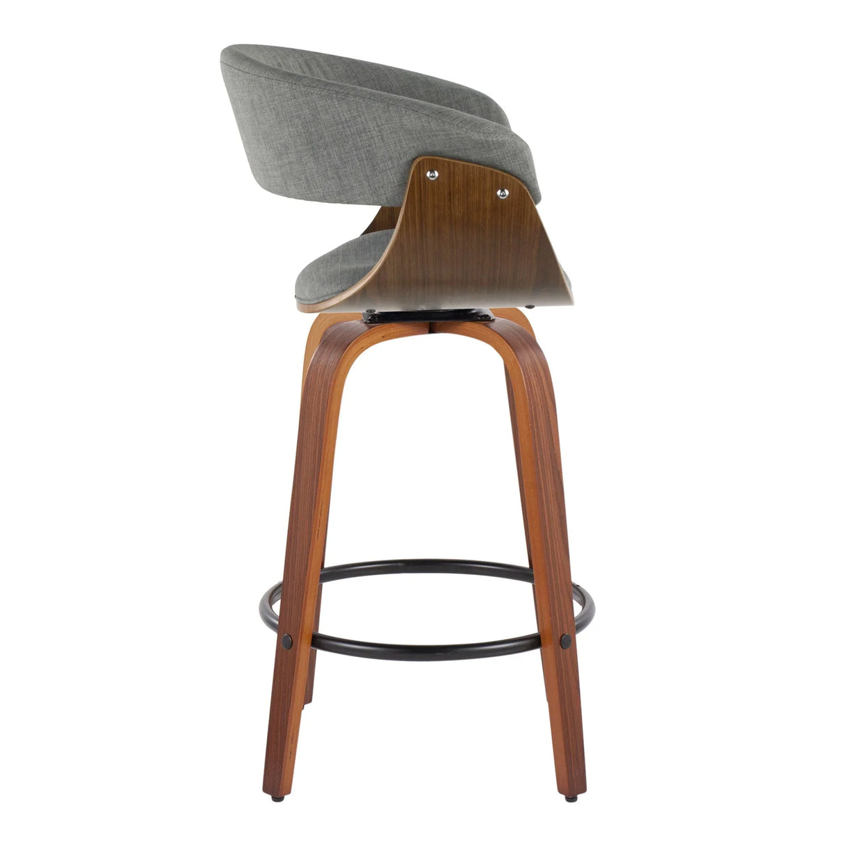 Vintage Mod - Mid Century Modern Fixed Height Counter Stool & Swivel With Round Footrest (Set of 2) - Furniture Home Direct