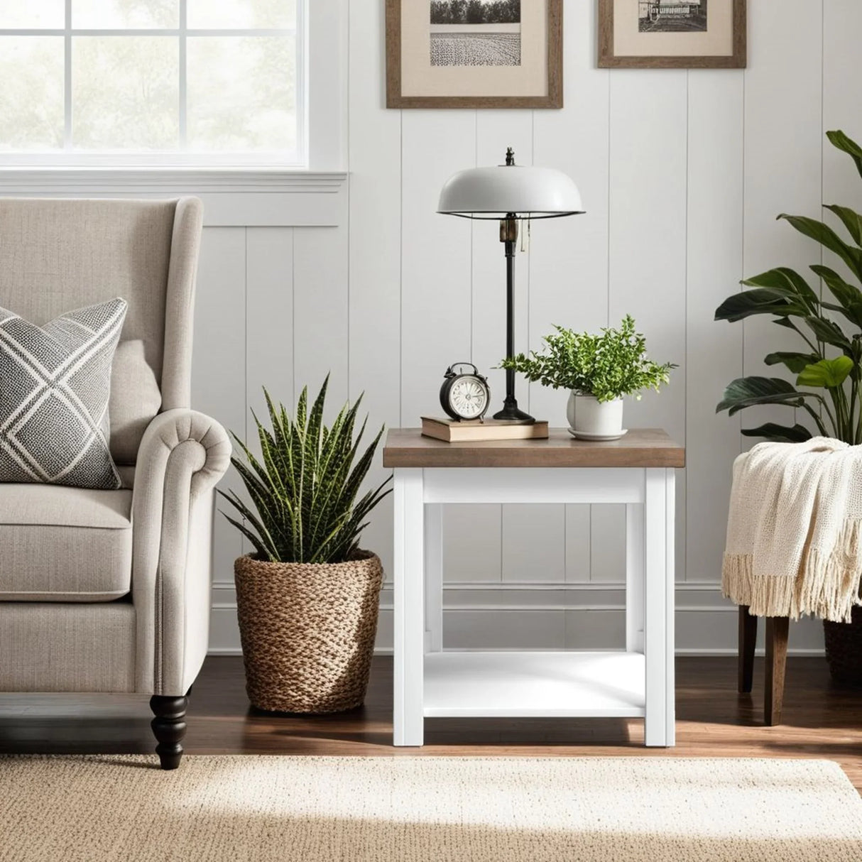 Hampton - Side Table - Jasmine Whitewash / Barnwood - Furniture Home Direct