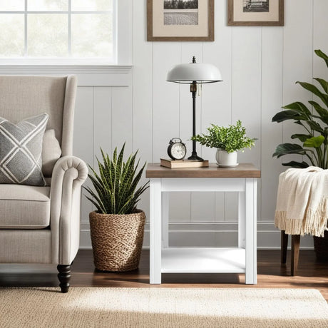 Hampton - Side Table - Jasmine Whitewash / Barnwood - Furniture Home Direct