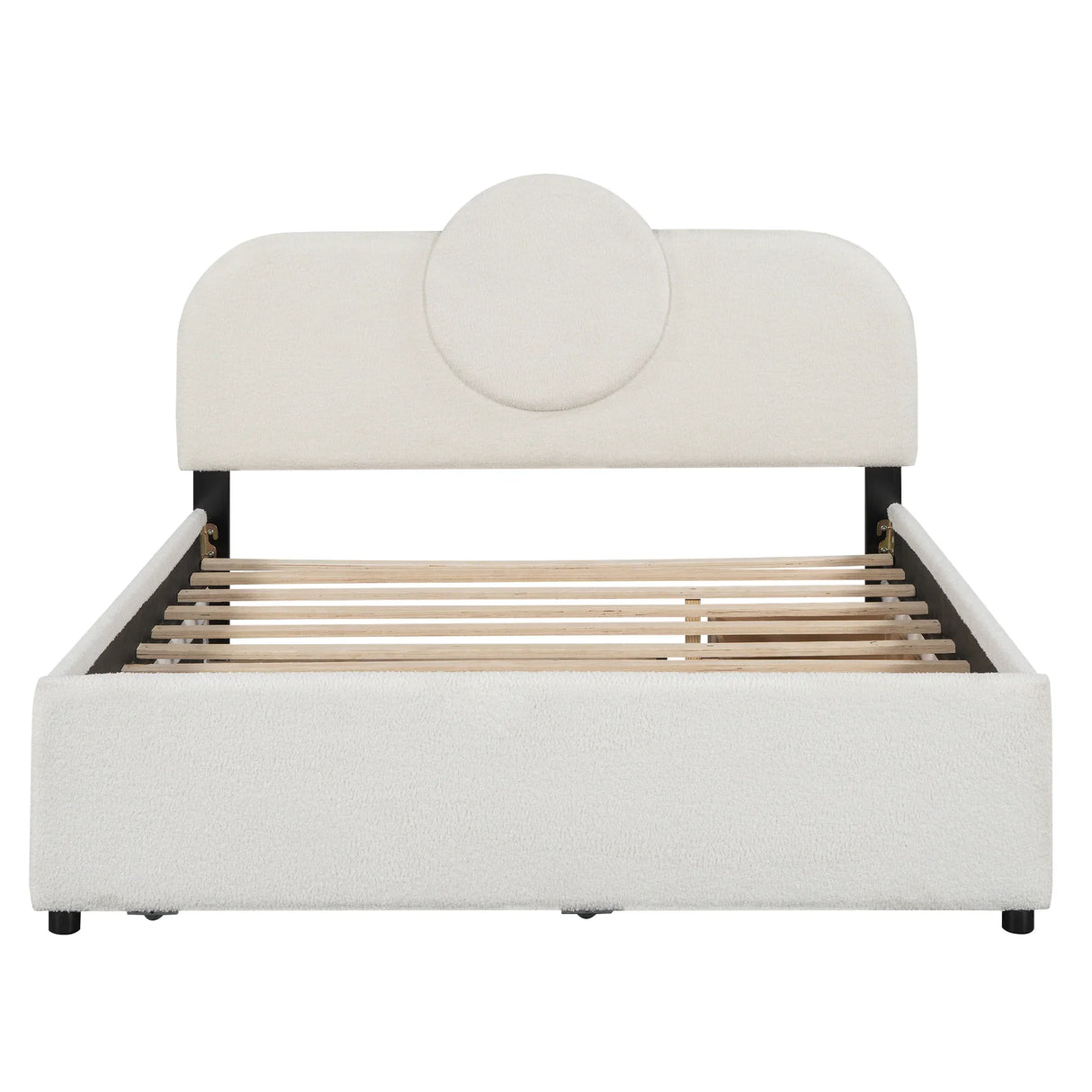 Queen Bed Upholstered Platform With Storage Drawers White - Furniture Home Direct
