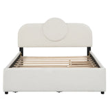 Queen Bed Upholstered Platform With Storage Drawers White - Furniture Home Direct