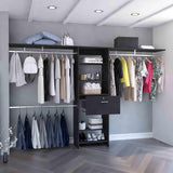 Closet System With Drawer And Hanging Rods Premium Black - Furniture Home Direct