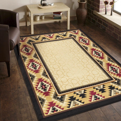 Tribes - 5'3" X 7'3" Polypropylene, Southwest Area Rug - Cream - Furniture Home Direct