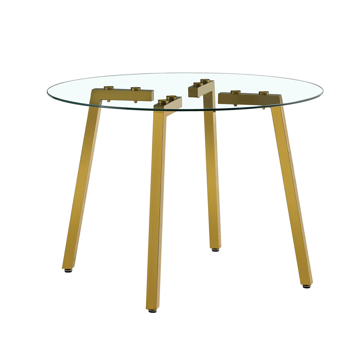 Dining Table Round Glass Top With Gold Legs Transparent - Furniture Home Direct