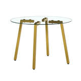 Dining Table Round Glass Top With Gold Legs Transparent - Furniture Home Direct