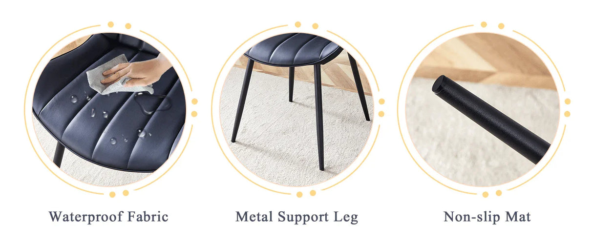 Dining Chairs With PU Leather Upholstery Metal Legs Black - Furniture Home Direct