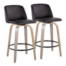 Toriano - Contemporary Fixed Height Counter Stool With Swivel & Round Footrest (Set of 2) - Furniture Home Direct