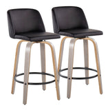 Toriano - Contemporary Fixed Height Counter Stool With Swivel & Round Footrest (Set of 2) - Furniture Home Direct