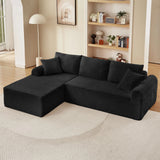 Modular Corduroy Sectional With Arched Armrests, Includes 3 Back Cushions & 2 Throw Pillows - Furniture Home Direct