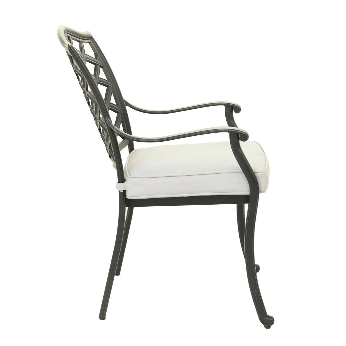 Aluminum Dining Arm Chair With Cushion (Set of 2) - Cast Silver - Furniture Home Direct