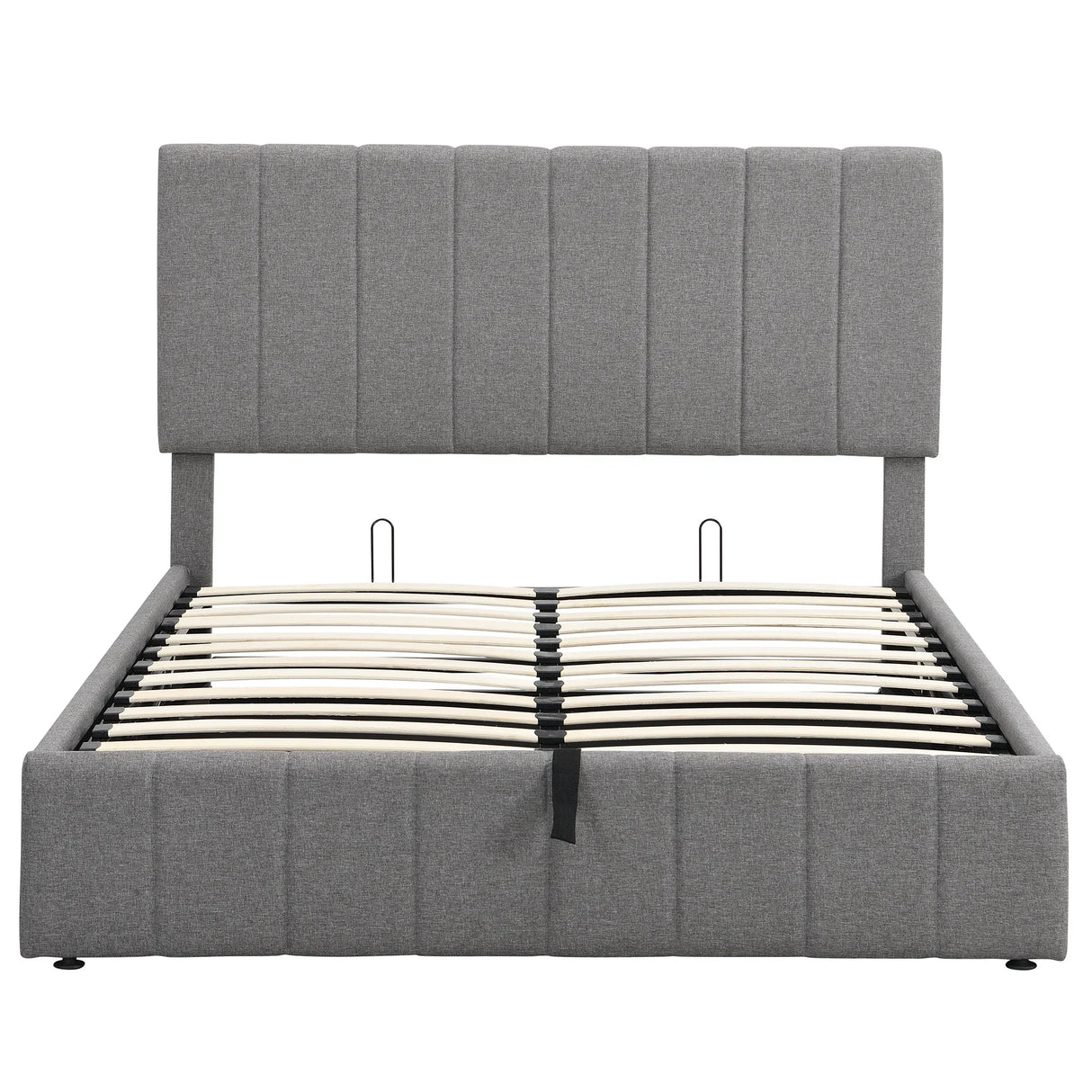 Storage Platform Bed Upholstered Full Size Hydraulic Gray - Furniture Home Direct