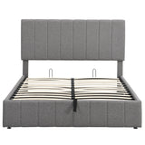 Storage Platform Bed Upholstered Full Size Hydraulic Gray - Furniture Home Direct
