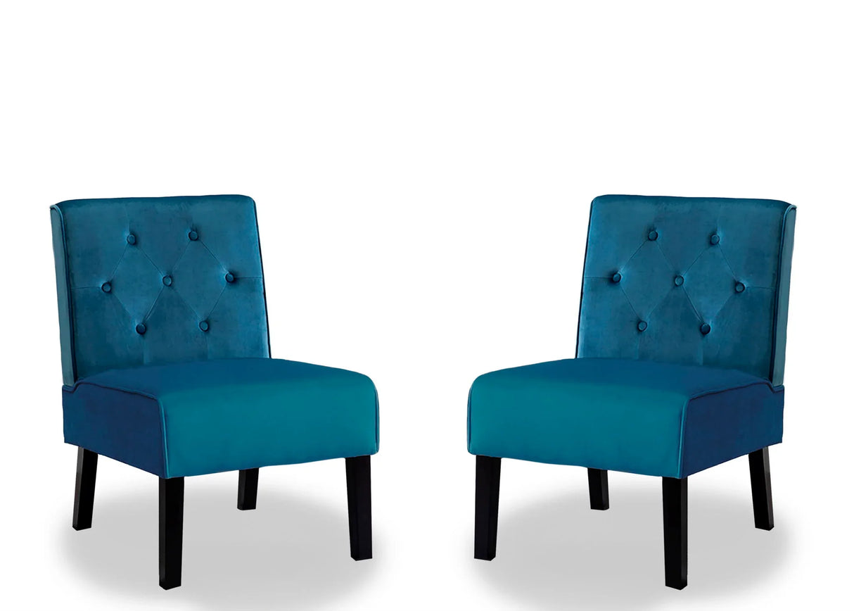 Reese - Living Room Armless Button Tufted Pattern Accent Chair (Set of 2) - Furniture Home Direct