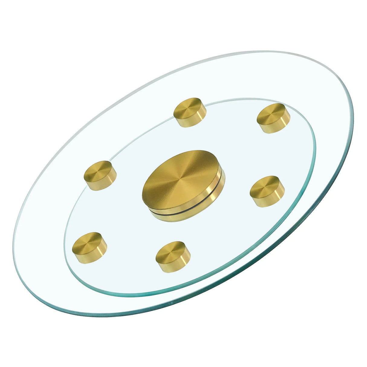 Double Layer Rotatable Round Glass Plate - Gold / Transparent - Furniture Home Direct