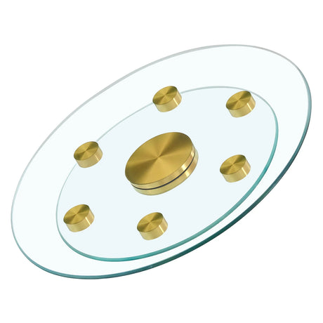 Double Layer Rotatable Round Glass Plate - Gold / Transparent - Furniture Home Direct