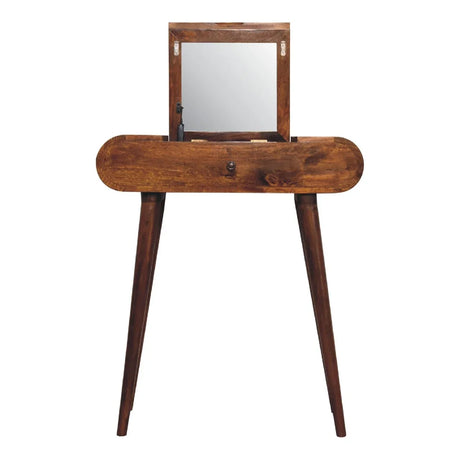 Mini Round Fold Vanity - Chestnut - Furniture Home Direct