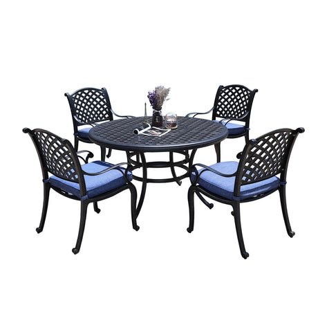 Round 4 Person 51.97" Long Dining Set With Cushions - Furniture Home Direct
