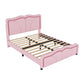 Upholstered Platform Bed & Curve Shaped And Height Adjustable Headboard, LED Light Strips - Furniture Home Direct