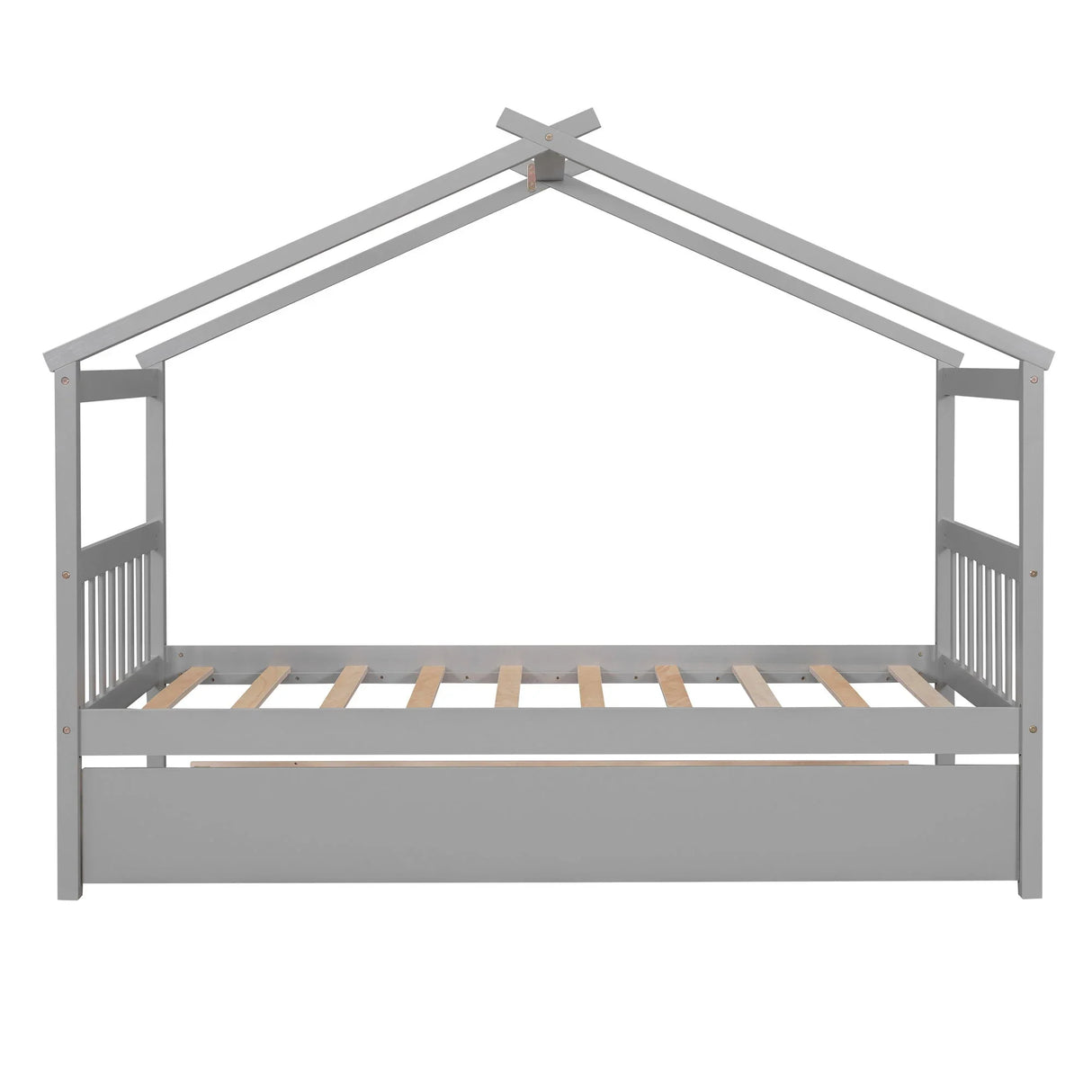 Wooden House Bed With Twin Size Trundle - Furniture Home Direct