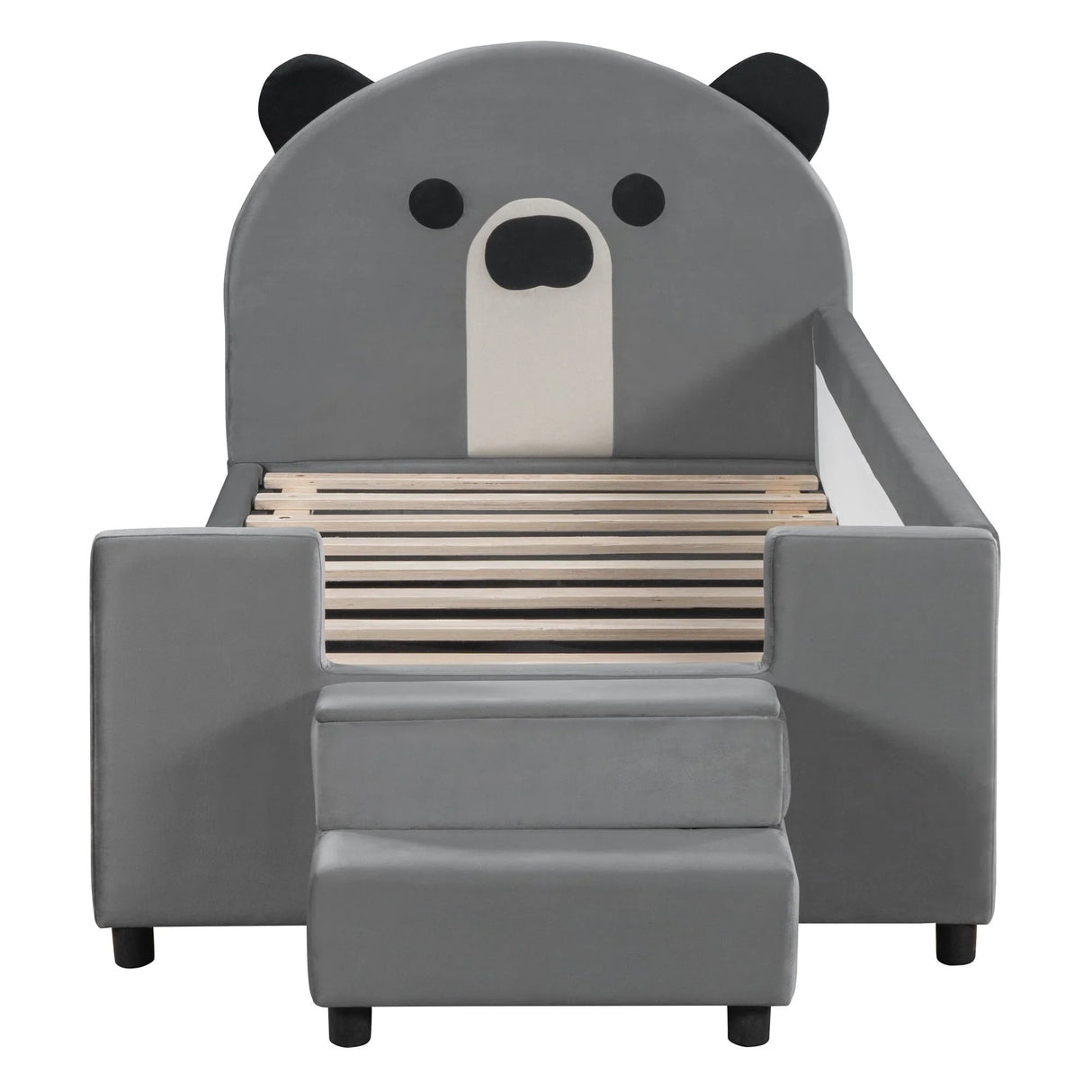 Upholstered Daybed With Bear Shaped Headboard, Hydraulic System And Breathable Mesh Fence - Furniture Home Direct