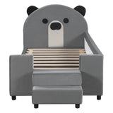 Upholstered Daybed With Bear Shaped Headboard, Hydraulic System And Breathable Mesh Fence - Furniture Home Direct