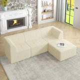Modern Minimalist L Shape Modular Sectional Sofa, Sleeper Corduroy Couch - Furniture Home Direct