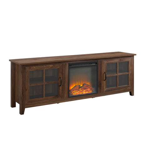 Modern Farmhouse 2 Door Glass Windowpane 70" TV Stand For 80" TVs - Furniture Home Direct