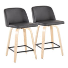 Toriano - Contemporary Modern Design Fixed Height Counter Stool With Swivel With Square Footrest (Set of 2) - Furniture Home Direct