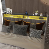 Bed With LED Lights, 4 Drawers, Winged Headboard Upholstered - Furniture Home Direct