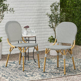 Outdoor Rattan And Aluminum Armless French Bistro Chairs (Set of 2) - Dark Gray