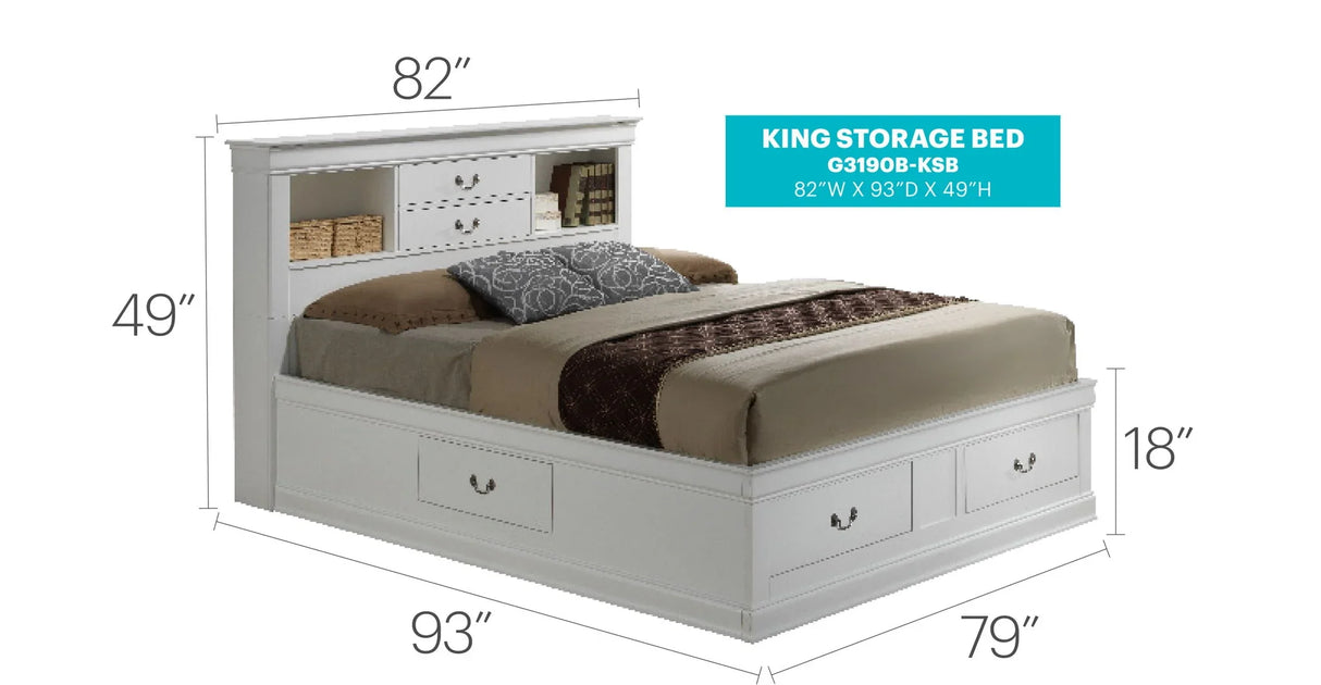 Louis Phillipe - Bookcase Storage Bed - Furniture Home Direct