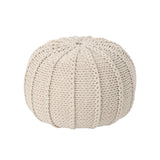 Bordeaux - Knitted Cotton Round Pouf Ottoman And Floor Cushion - Furniture Home Direct
