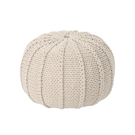 Bordeaux - Knitted Cotton Round Pouf Ottoman And Floor Cushion - Furniture Home Direct
