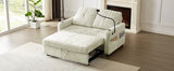 Sleeper Sofa With Adjustable Backrest, Two Cup Holders, Phone Holder, Three Charging Ports And Side Storage Pockets- Beige - Furniture Home Direct