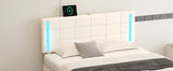 Storage Bed With LED Lights And Hydraulic Lift White - Furniture Home Direct