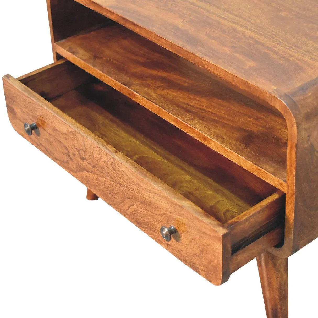 Mini Curved Media Unit - Chestnut - Furniture Home Direct
