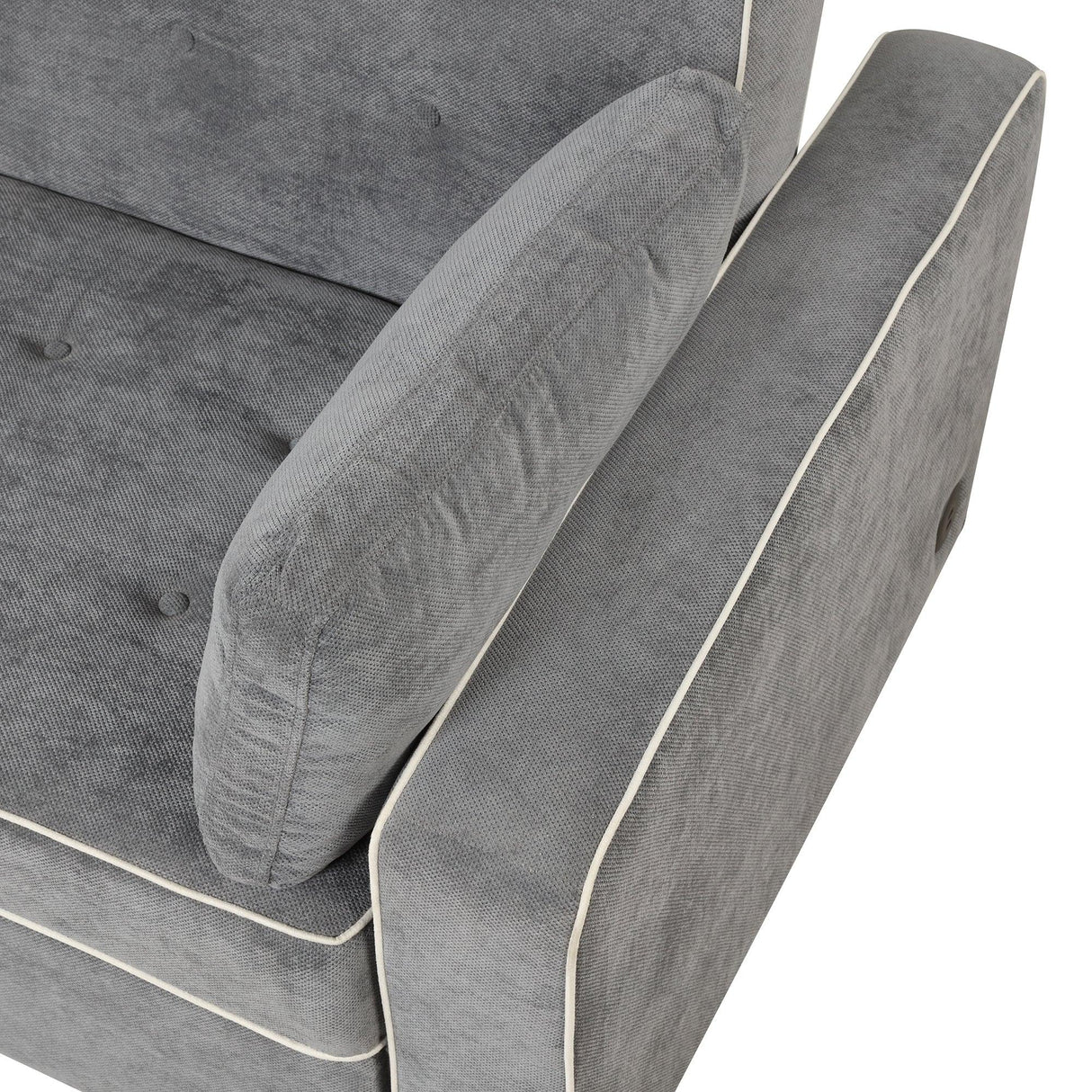 Upholstered Loveseat with Pull Out Sofa, Two Throw Pillows, Dual USB Charging Port And Adjustable Backrest - Gray - Furniture Home Direct