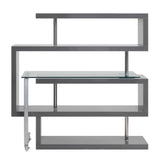Buck II - Clear Glass, Chrome High Gloss Writing Desk With Shelf - Furniture Home Direct