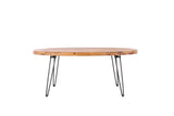 Oval Natural Reclaimed Wood Foldable Coffee Table For Your Living Room - Natural - Furniture Home Direct